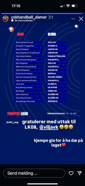 Image for Gratulerer til Vilja med uttak til LK08